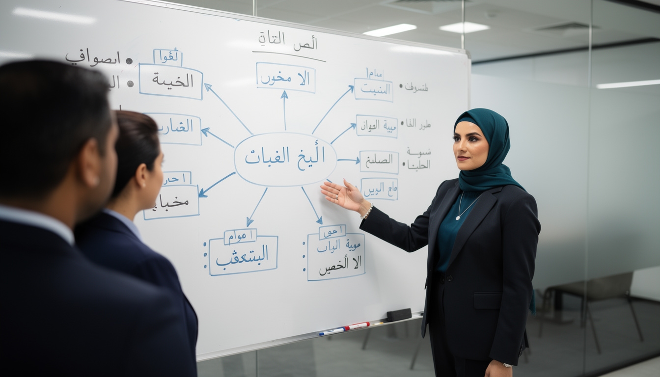 قائد يشرح توزيع المهام على لوح أبيض